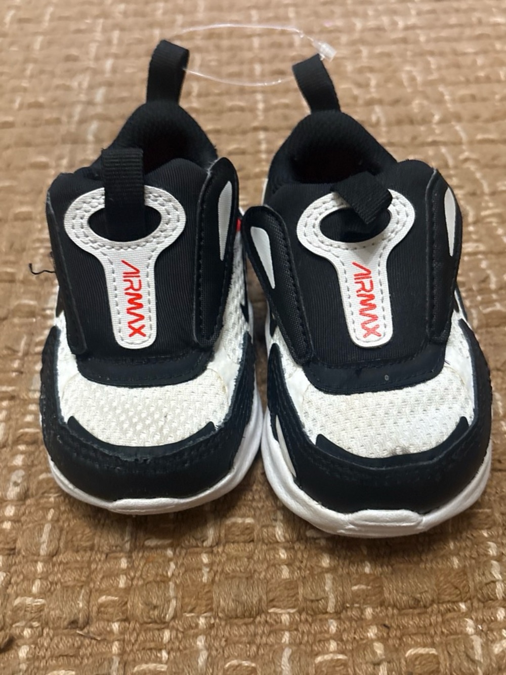 Nike Kids Black White and Red Air Max Slip-On Toddler Sneakers